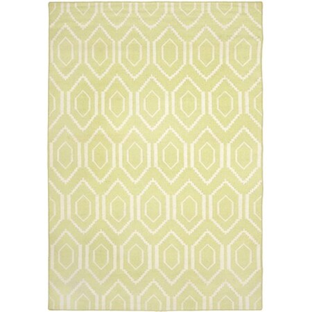 Safavieh Dhurries Hand Woven Flat Weave Rectangle Rug- Green - Ivory- 10 x 14 ft. DHU556A-10